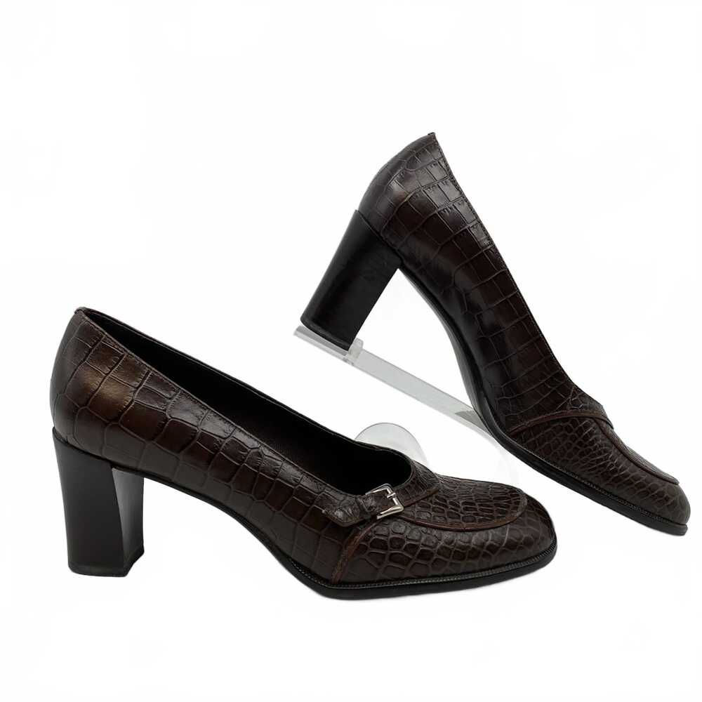 Franco Sarto Brown Heels Croc-embossed | Womens 6.5